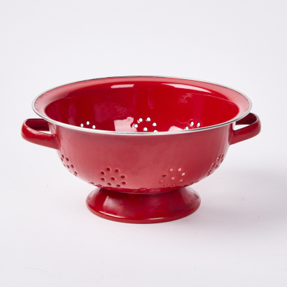 A Vintage Red Enamel Collander