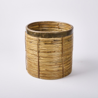 A Cane and Brass Planter