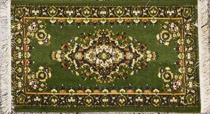 A Vintage Hall Rug In Green