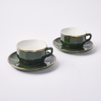 A Pair Of Apilco French Porcelain Hot Chocolate Cup & Saucers