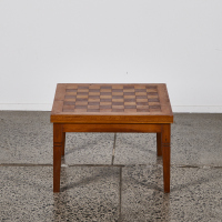 A Wooden Retro Chess Board Inlay Table