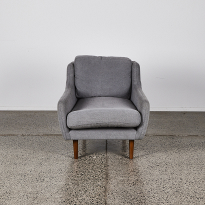 A Dawson & Co Occasional Chair In Grey Fabric With Wooden Legs