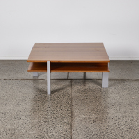 A Minimal Designer Coffee Table in Cherry Wood With Metal Legs