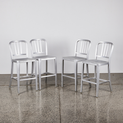 A Suite Of Four Philippe Starck Style Navy Barstools