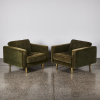 A Pair Of Green Velour Novak Lounge Chairs - 2