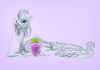 HYE RIM LEE White Dragon - Pink Berry, Pink Background