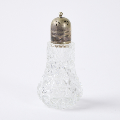 A Crystal Vinegar Bottle with an EPNS Stopper