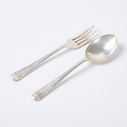 A Sterling Silver James Swann & Son Fork and Spoon