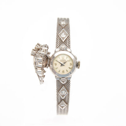 18ct White Gold and Diamond Hidden Watch Bracelet