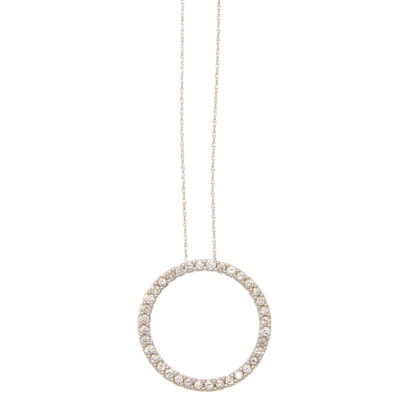 10ct White Gold Circle Diamond Pendant