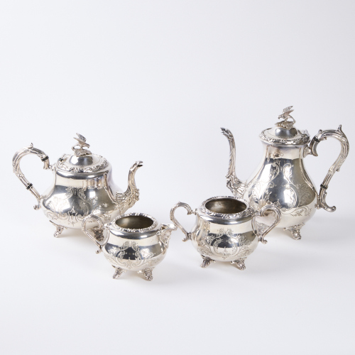 A Cooper Bros Hand-Engraved Silverplate Tea Service, Sheffield, England