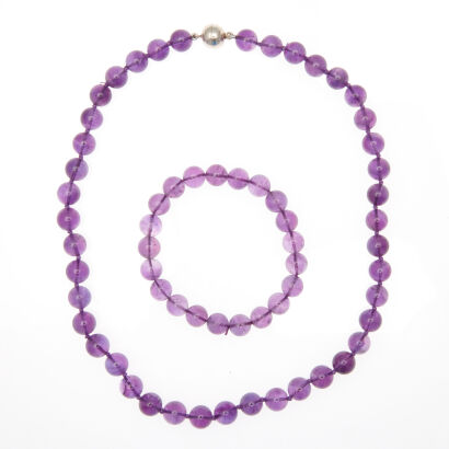 Amethyst Beaded Necklace and Bracelet