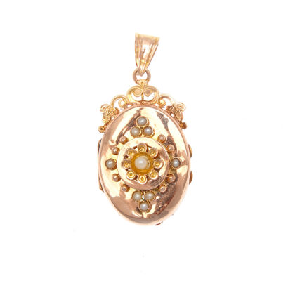 18ct Rose Gold and Seed Pearl Locket