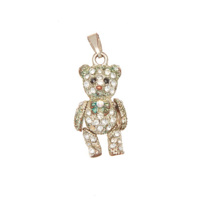 Silver Tone Teddy Bear Pendant