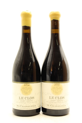 (1) 2014 & 2015 M. Chapoutier Le Clos, Saint-Joseph, 2 Bottles Sold as One Lot