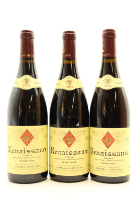 (1) 2012, 2014 & 2015 Domaine Auguste Clape Cornas Renaissance Collection, Rhone, 3 Bottles Sold as One Lot