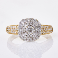 18ct Yellow Gold, Modern, .70ct Diamond Cluster Ring