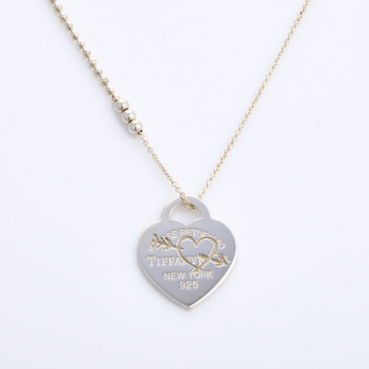 Tiffany & Co, Sterling Silver, 'Return to Tiffany' Heart and Arrow Necklace with Box - Near New