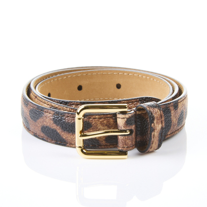 Dolce and Gabbana Leopard Print Leather Belt, Size 75 cm with Box