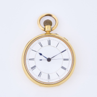 18ct Yellow Gold, 53.2mm Open Face Manual Wind Pocket Watch