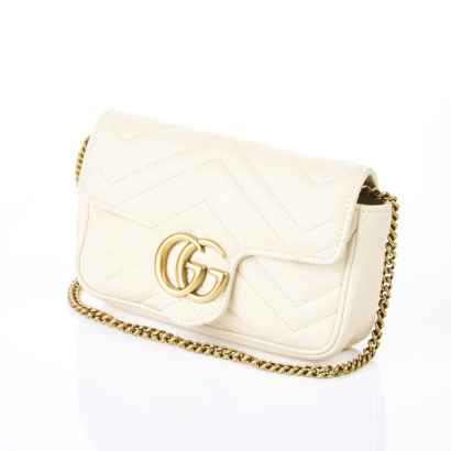 Gucci Marmont Matelasse Beige Leather Super Mini Bag