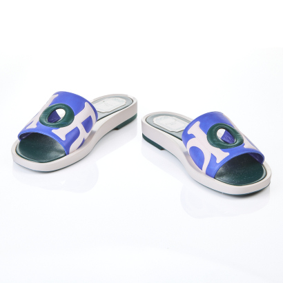 Christian Dior Tricolour Leather Marina Slides, Size 37 - As New