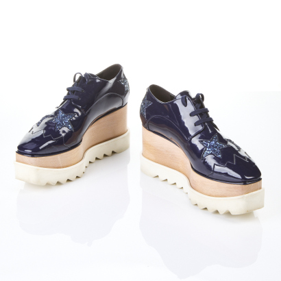 Stella McCartney Elyse Blue Star Platform Shoes, Size 38