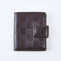 Gucci GG Monogram Brown Leather French Flap Wallet