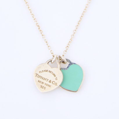 Tiffany & Co, Return to Tiffany Mini Double Heart Tag, 40 cm Necklace