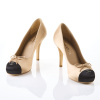 Chanel Satin Two Tone Heels with Box, Size 37