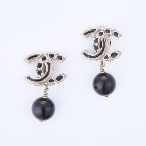 Chanel, CC Logo Drop Earrings with Box