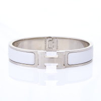 Hermès, White Enamel Clic H Bracelet with Box