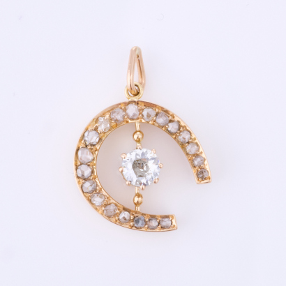 14ct Rose Gold, Vintage, Horse Shoe Shaped .45ct Diamond Pendant