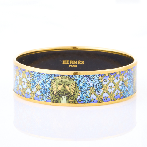 Hermès, Wide Blue Enamel Bangle