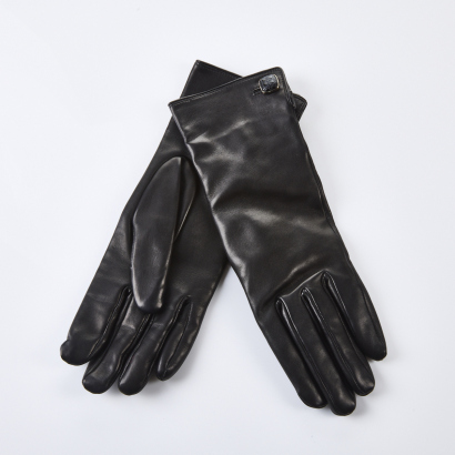 Christian Dior, Black Leather Gloves, Size 7