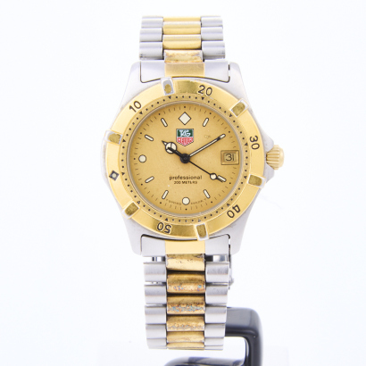 Stainless Steel / Gold Plated, 34mm Tag Heuer Professional 2000 Quartz Wristwatch