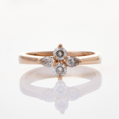 14ct Rose Gold, Modern, Four Stone .36ct Diamond Ring.