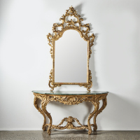 A Italian Rococo Style Gilt Console With A Marble Top