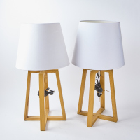 A Pair Of Wooden Base Table Lamps