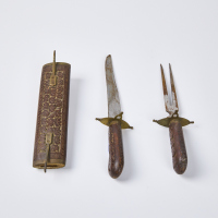 A Vintage Indian Serving Knife & Fork With A Rosewood Sheath