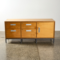 A Contemporary Ply Sideboard With Locking Cabinets