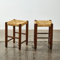 A Pair of Stools with Rush Seats