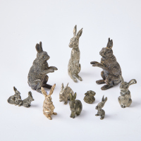 A Collection Of Ten Cast Metal Rabbit Figures