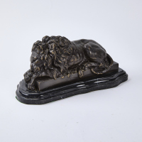 A French Made Bronze Casting Of A Lion On A Marble Base