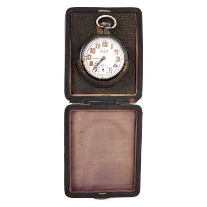 A Swiss 1920s Gunmetal cased Keyless Travelling Watch