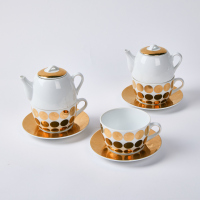 A Eight Piece Gold Spot Tea Set