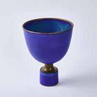 A Large Azurite Goblet Form Pottery Vase by Simon Rich (Wales)