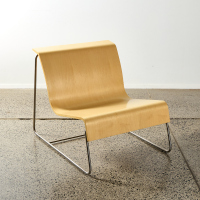 A Formed Ply Designer Chair With Stainless Sleigh Base