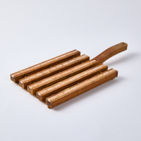 A Mid Century Wood & Ceramic Trivet