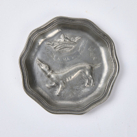 An Antique French Pewter Coat Of Arms Dish